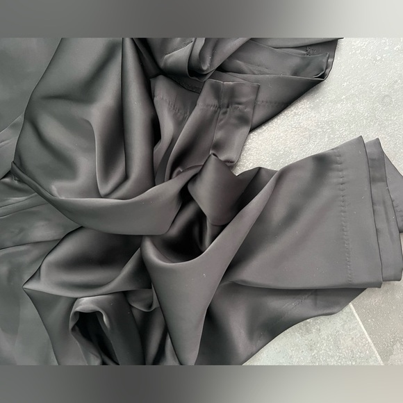 Wide Leg Satin Ankle Pants, Black, Size M - Picture 7 of 9